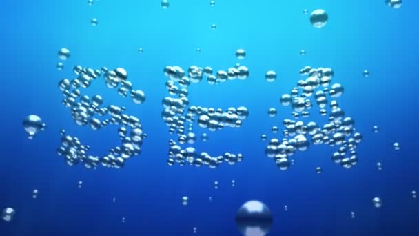 Bubbles forming word sea — Stock Video