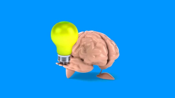 Fun cartoon brain — Stock Video