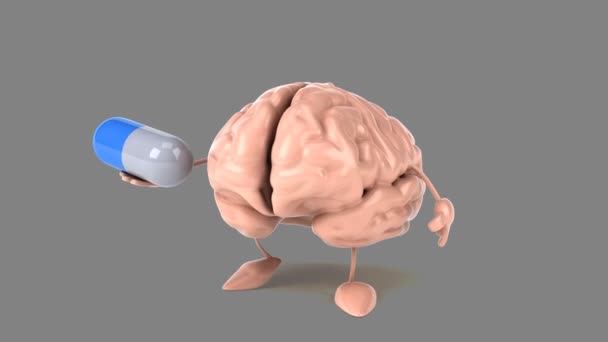 Divertido cerebro de dibujos animados — Vídeo de stock