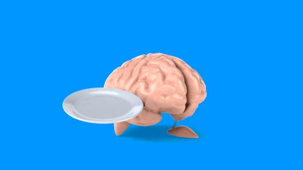 Divertido cerebro de dibujos animados — Vídeos de Stock