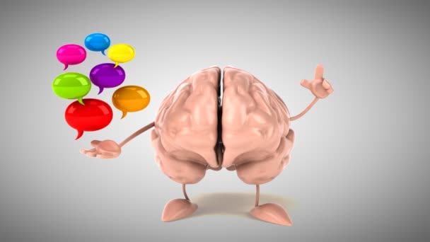 Divertido cerebro de dibujos animados — Vídeo de stock