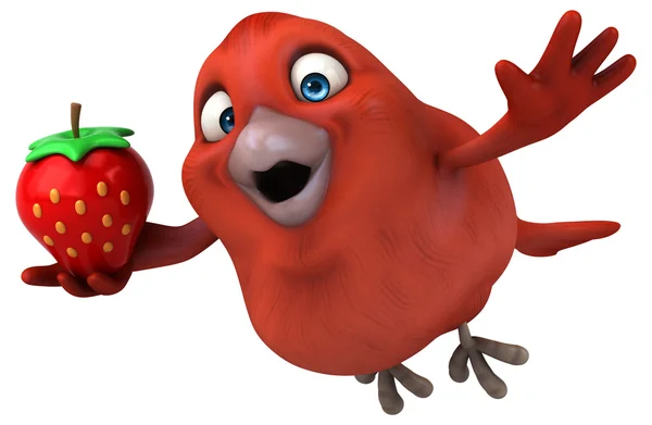 Roliga tecknade röd fågel — Stockfoto