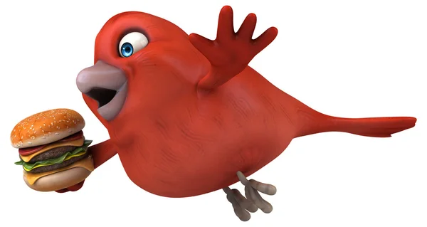 Zábava karikatura rudý pták — Stock fotografie