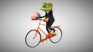 Bisiklet üzerinde eğlenceli çizgi film kurbağa