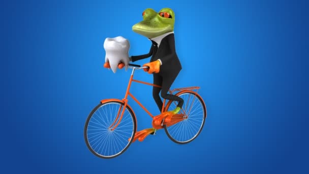 Fun grenouille dessin animé sur vélo — Video