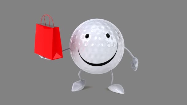 Fun cartoon golf ball — Stock Video