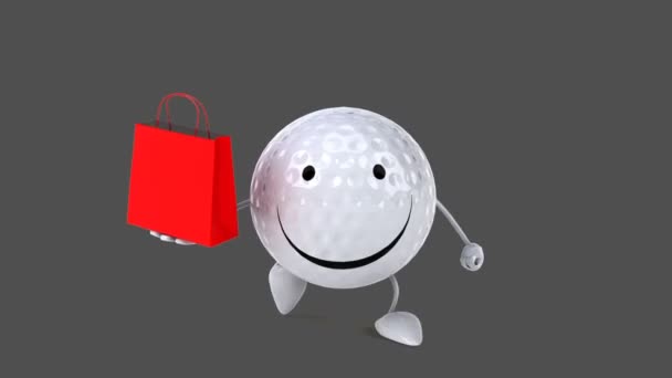 Szórakoztató karikatúra golf labda — Stock videók