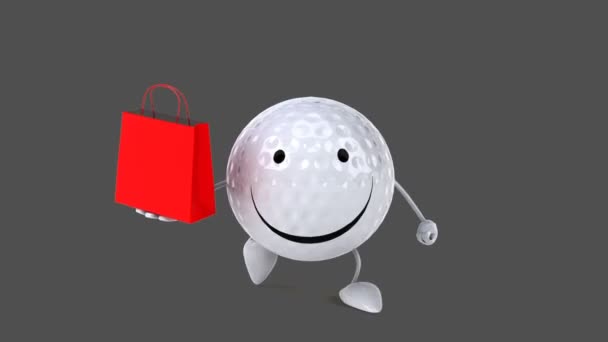 Spaß Cartoon Golfball — Stockvideo