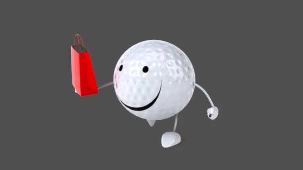 Fun cartoon golf ball — Stock Video