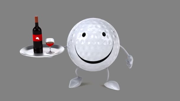 Divertente pallina da golf cartone animato — Video Stock
