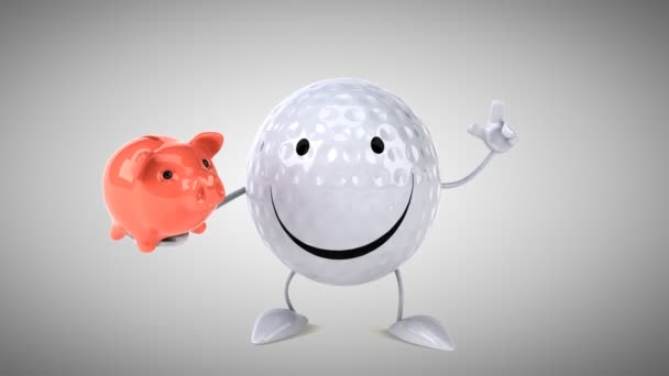 Spaß Cartoon Golfball — Stockvideo