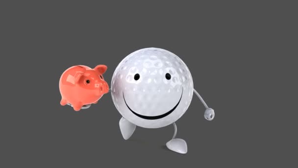 Leuke cartoon golfbal — Stockvideo