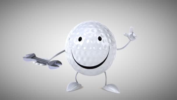 Szórakoztató karikatúra golf labda — Stock videók