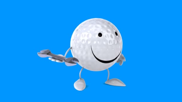 Leuke cartoon golfbal — Stockvideo