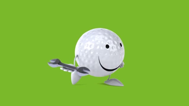 Leuke cartoon golfbal — Stockvideo