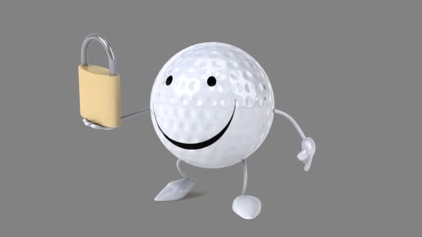 Fun cartoon golf ball — Stock Video