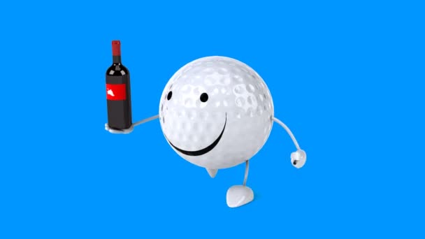 Leuke cartoon golfbal — Stockvideo