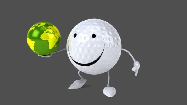 Leuke cartoon golfbal — Stockvideo