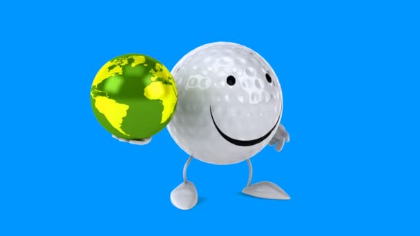 Divertida pelota de golf de dibujos animados — Vídeos de Stock