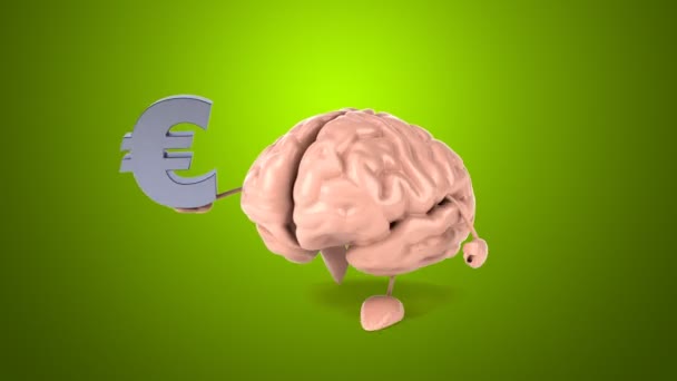 Fun cartoon brain — Stock Video