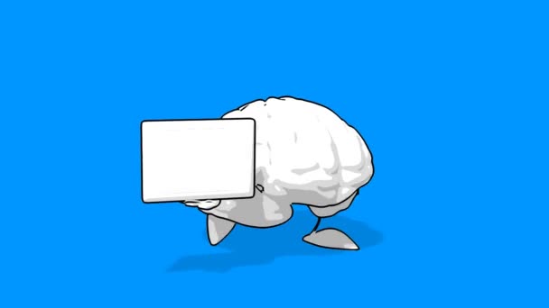 Diversão preto e branco cartoon cérebro — Vídeo de Stock