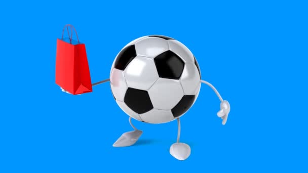 Leuke cartoon Voetbal bal — Stockvideo