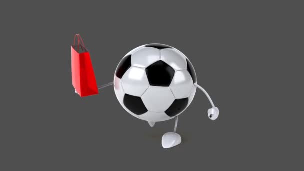Divertido balón de fútbol de dibujos animados — Vídeo de stock