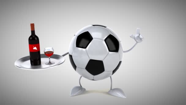 Веселий мультяшний футбольний м'яч — стокове відео