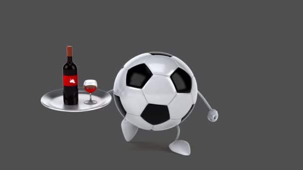 Divertente pallone da calcio cartone animato — Video Stock