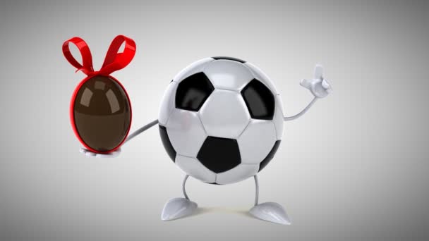 Divertido balón de fútbol de dibujos animados — Vídeos de Stock