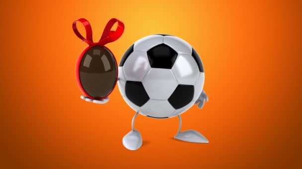 Divertido balón de fútbol de dibujos animados — Vídeo de stock