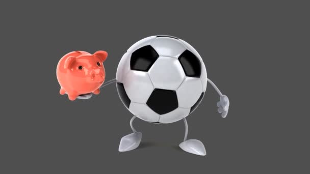 Fun cartoon football ball — Stock Video