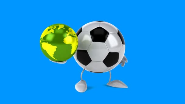 Fun cartoon football ball — Stock Video