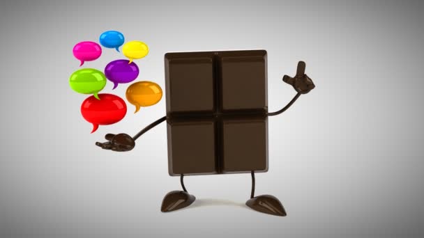 Divertida barra de chocolate de dibujos animados — Vídeo de stock