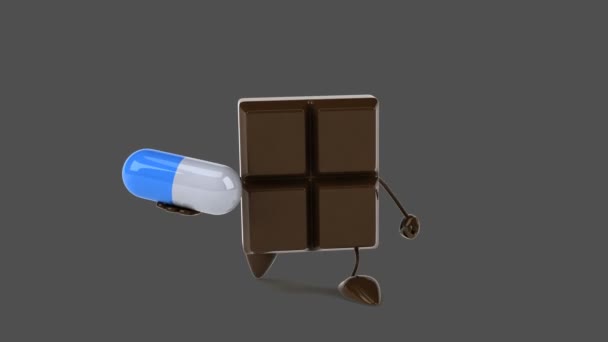 Barra de chocolate divertido desenhos animados — Vídeo de Stock