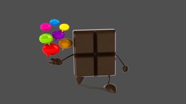 Barra de chocolate divertido desenhos animados — Vídeo de Stock