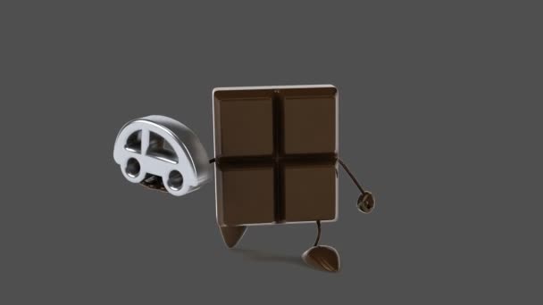 Divertida barra de chocolate de dibujos animados — Vídeos de Stock