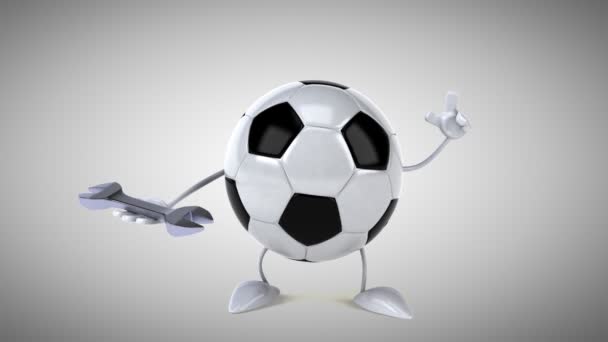 Leuke cartoon Voetbal bal — Stockvideo
