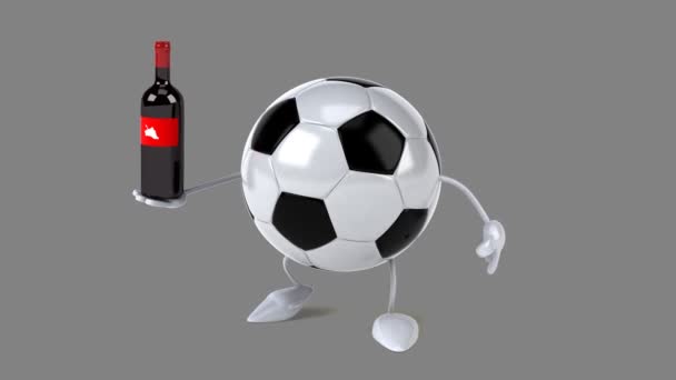 Divertente pallone da calcio cartone animato — Video Stock