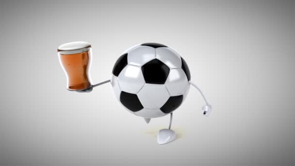 Divertente pallone da calcio cartone animato — Video Stock