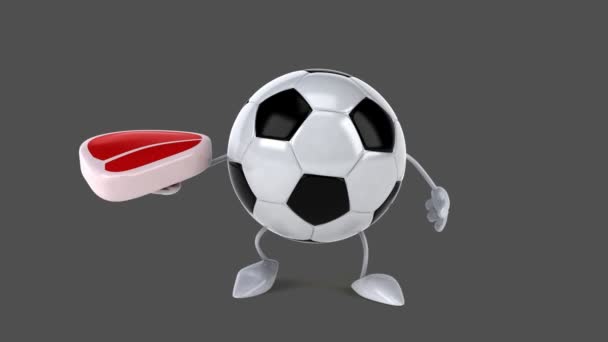 Divertido balón de fútbol de dibujos animados — Vídeo de stock