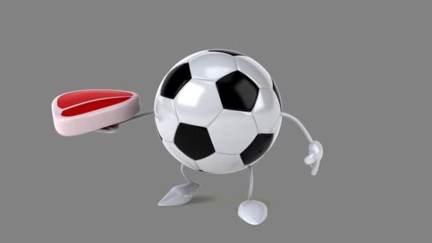 Divertente pallone da calcio cartone animato — Video Stock