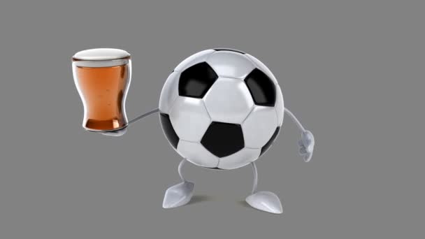 Divertido balón de fútbol de dibujos animados — Vídeos de Stock