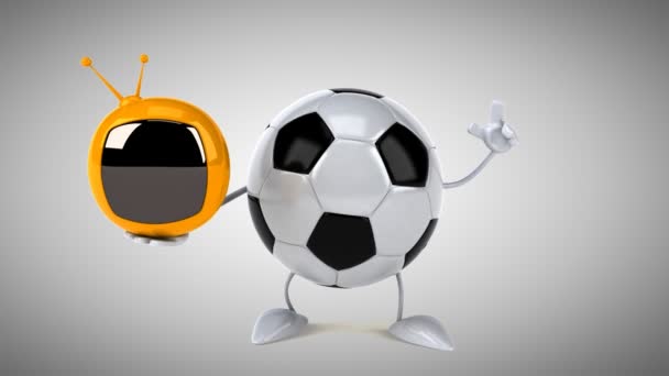 Divertido bola de futebol dos desenhos animados — Vídeo de Stock