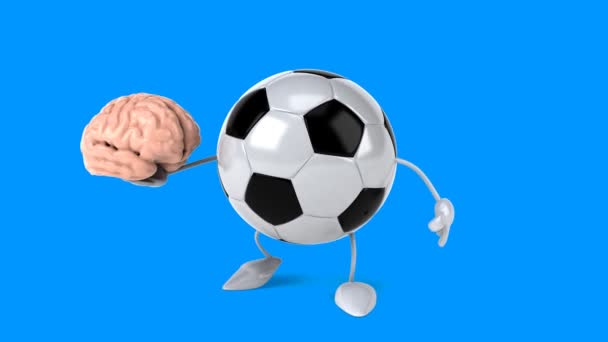 Веселий мультяшний футбольний м'яч — стокове відео