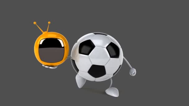 Divertente pallone da calcio cartone animato — Video Stock