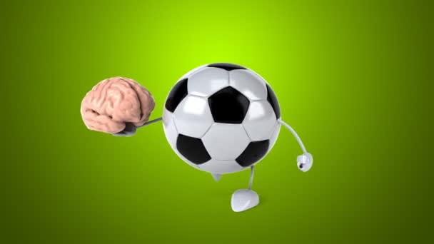 Divertido bola de futebol dos desenhos animados — Vídeo de Stock