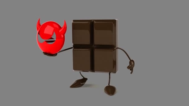 Barra de chocolate divertido desenhos animados — Vídeo de Stock