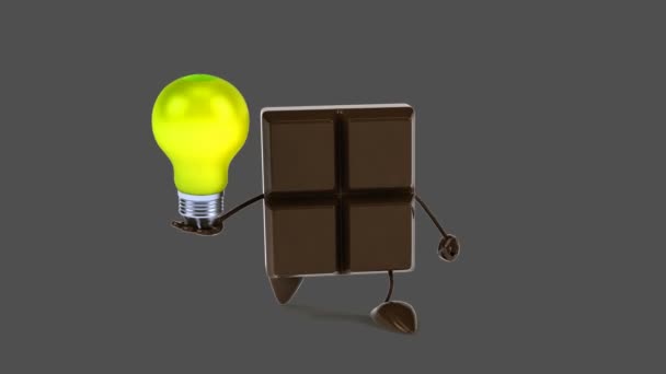 Barra de chocolate divertido desenhos animados — Vídeo de Stock