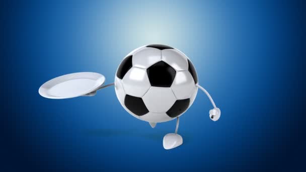 Divertente pallone da calcio cartone animato — Video Stock